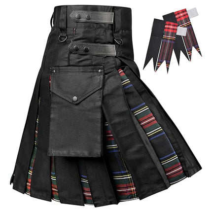 Black Stewart Hybrid Utility Kilt for Men  - Traditional Style with Modern Functionality | Big & Tall