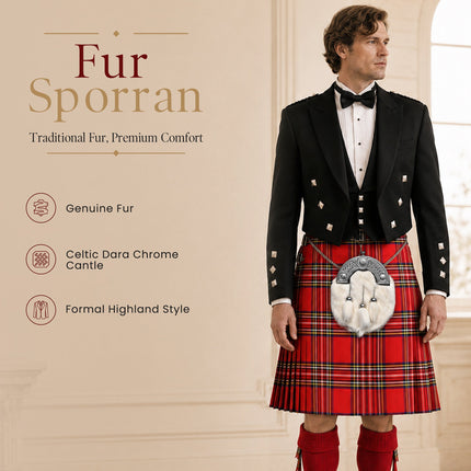 Formal White Rabbit Formal Sporran with Celtic Dara Cantle