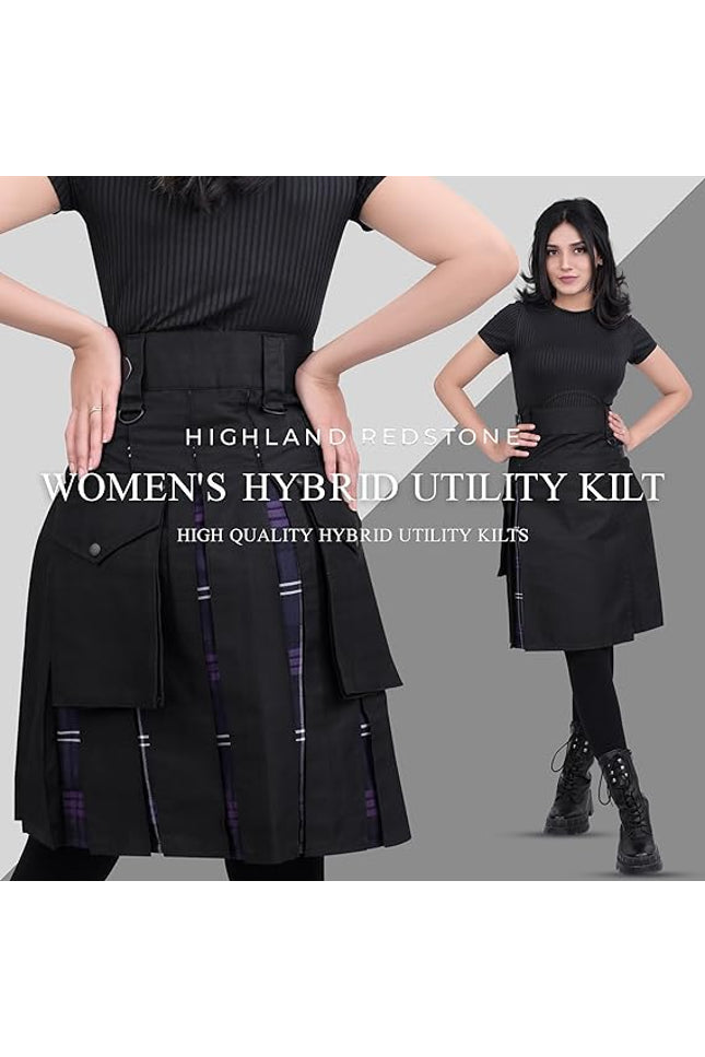 Women's Hybrid Utility Kilt Black| Heritage of Scotland