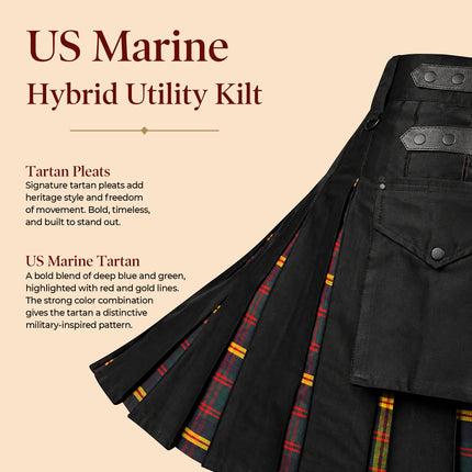 US Marine Corps - Leathernecks Hybrid Utility Kilt for Men  - Traditional Style with Modern Functionality | Big & Tall