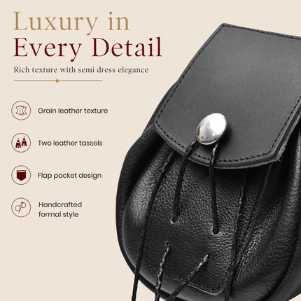 Rob Roy Leather Sporran | Black