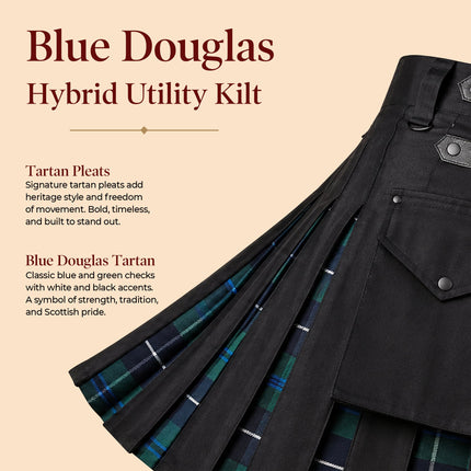 Blue Douglas Kilt for Men  -  Traditional Style with Modern Functionality | Big & Tall