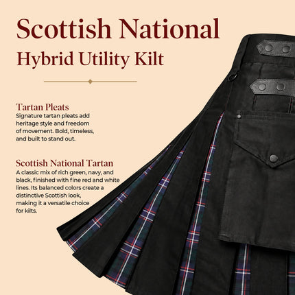 Scottish National Hybrid Utility Kilt for Men - Traditional Style with Modern Functionality