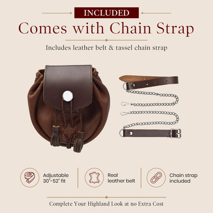 Rob Roy Leather Sporran | Brown