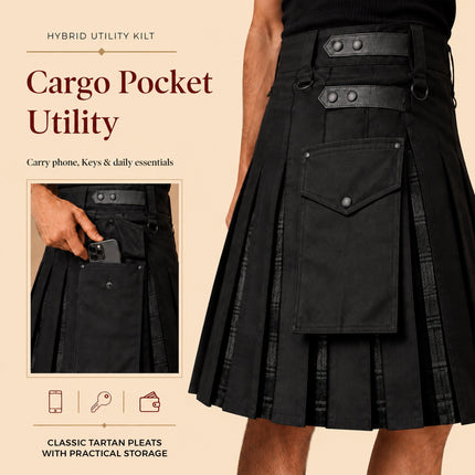Grey Highlander Hybrid Utility Kilt for Men - Traditional Style with Modern Functionality | Big & Tall