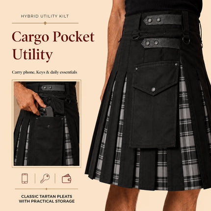 Grey Douglas Hybrid Utility Kilt for Men  - Traditional Style with Modern Functionality | Big & Tall