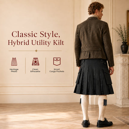 Grey Highlander Hybrid Utility Kilt for Men - Traditional Style with Modern Functionality