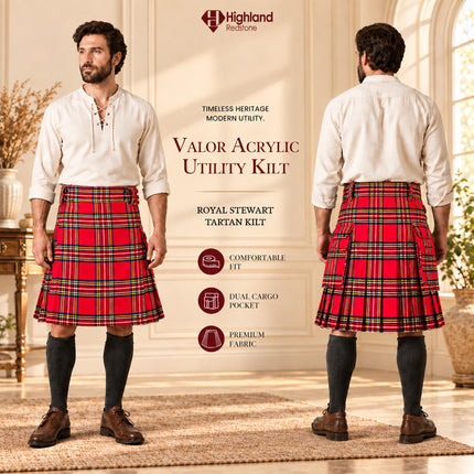 Valor Acrylic Utility Kilt | 16oz Royal Stewart Tartan KIlt