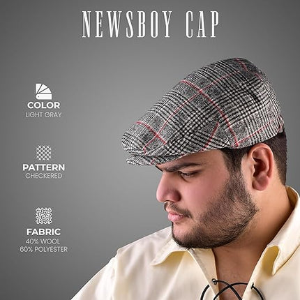 Gatsby Hat Blend Wool Vintage Flat Ivy Cabbie Cap | Light Grey