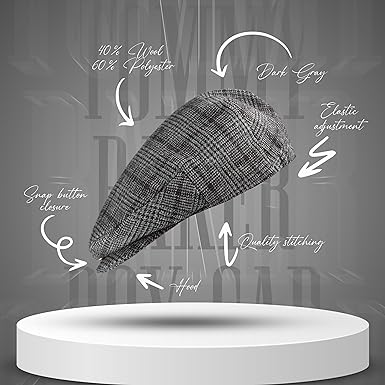 Gatsby Hat Blend Wool Vintage Flat Ivy Cabbie Cap | Charcoal Grey