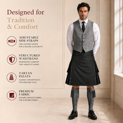 Grey Highlander Hybrid Utility Kilt for Men - Traditional Style with Modern Functionality
