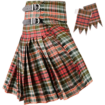 Kilt for Men I Gordon Weathered Red Tartan Kilt Polyviscose 8 Yard Traditional Men Kilt