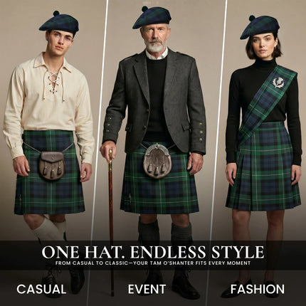 Tam O'Shanter Hat with Pompom | Black Watch Tartan
