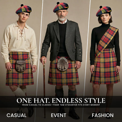Tam O'Shanter Hat with Pompom | Buchanan Modern Tartan