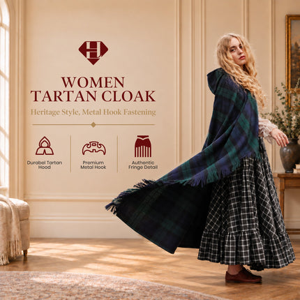 Women Tartan Cloak - Black Watch