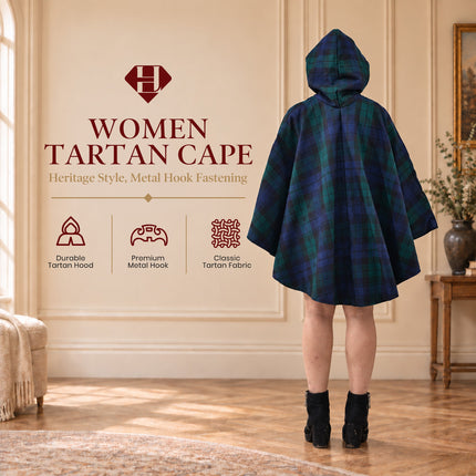Women Tartan Cape - Black Watch