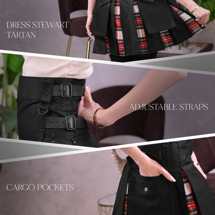 Women's Hybrid Utility Kilt | Dress Stewart Tartan