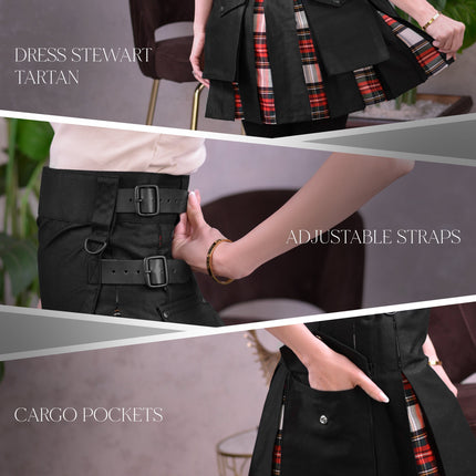 Women's Hybrid Utility Kilt | Dress Stewart Tartan | Big & Tall