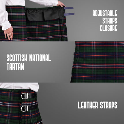 Kilt for Men I Scottish National Tartan Kilt Polyviscose 8 Yard Traditional Men Kilt
