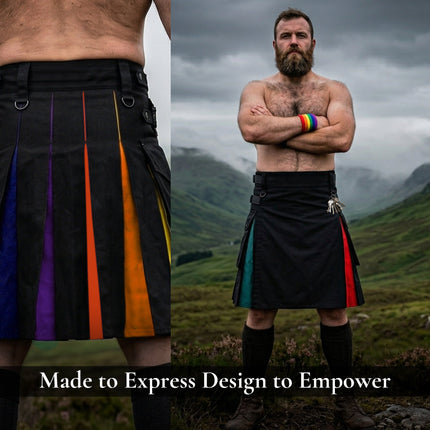 Rainbow Hybrid Utility Kilt for Men - Bold, Stylish and Inclusive Pride Apparel
