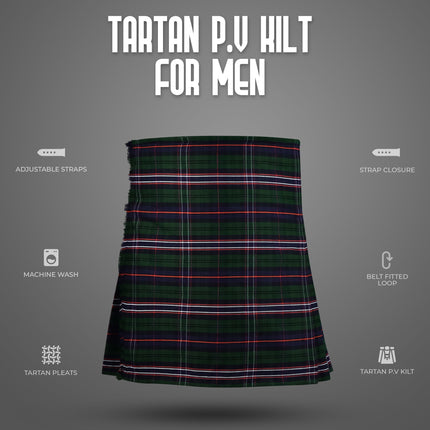 Kilt for Men I Scottish National Tartan Kilt Polyviscose 8 Yard Traditional Men Kilt