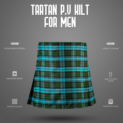 Kilt for Men I Ancient Campbell Tartan Kilt Polyviscose 8 Yard Traditional Men Kilt