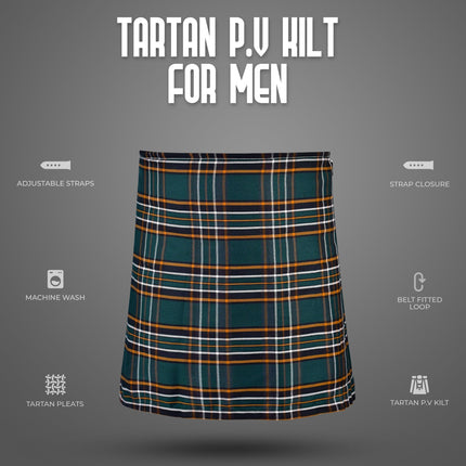 Kilt for Men I Irish Heritage Tartan Kilt Polyviscose 8 Yard Traditional Men Kilt | Big & Tall