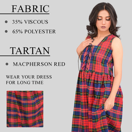 Women's Scottish Highland Dress - Long Tartan Dress |  Macpherson Red