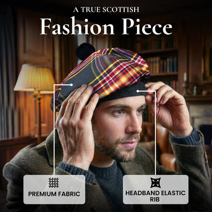 Tam O'Shanter Hat with Pompom | Firefighter Tartan (Discontinued)