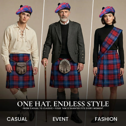 Tam O'Shanter Hat with Pompom | Hamilton Red Tartan