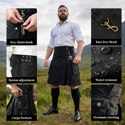 Phantom Modern Utility Kilt | Black