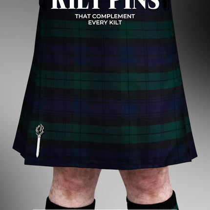 Scottish Kilt Pin for men | Thistle Sword Pewter Chrome