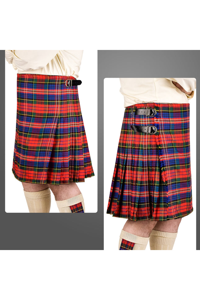 Kilt for Men I Macpherson Red Tartan Kilt Polyviscose 8 Yard Traditional Men Kilt