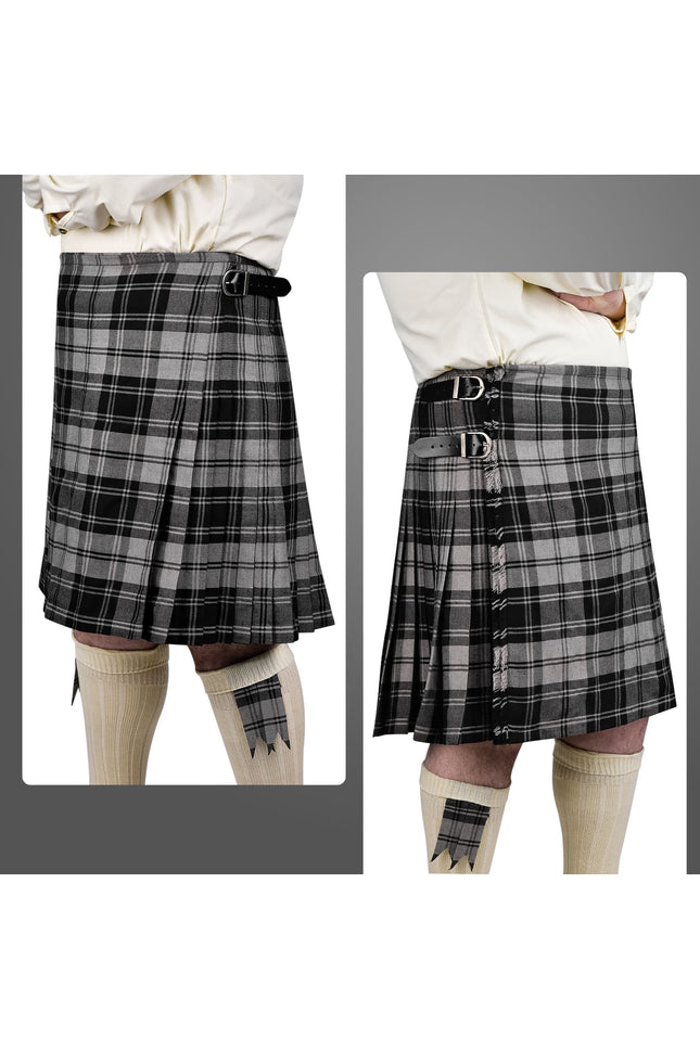 Kilt for Men I Grey Douglas Tartan Kilt Polyviscose 8 Yard Traditional Men Kilt