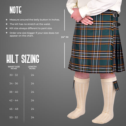 Kilt for Men I Irish Heritage Tartan Kilt Polyviscose 8 Yard Traditional Men Kilt