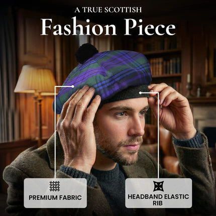 Tam O'Shanter Hat with Pompom | Spirit of Scotland Tartan