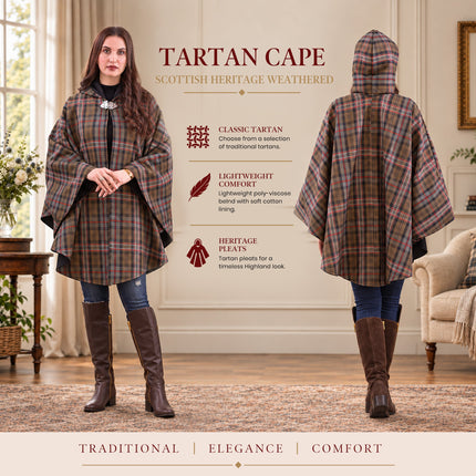 Women Tartan Cape - Scottish Heritage Weathered