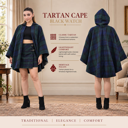 Women Tartan Cape - Black Watch