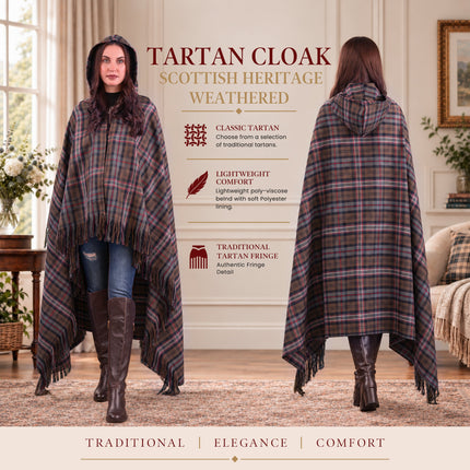 Women Tartan Cloak - Scottish Heritage Weathered