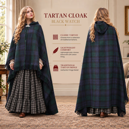 Women Tartan Cloak - Black Watch