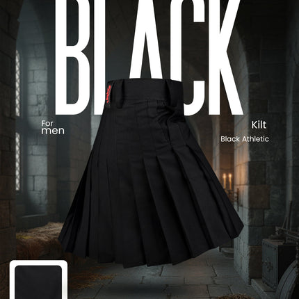 CoreStone Athletic Kilt - Black | Sports kilt For Men