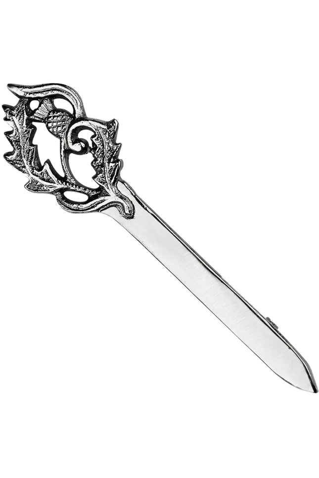 Scottish Kilt Pin for men | Thistle Sword Pewter Chrome