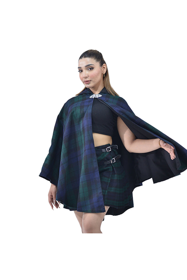 Women Tartan Cape - Black Watch