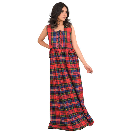 Women's Scottish Highland Dress - Long Tartan Dress |  Macpherson Red