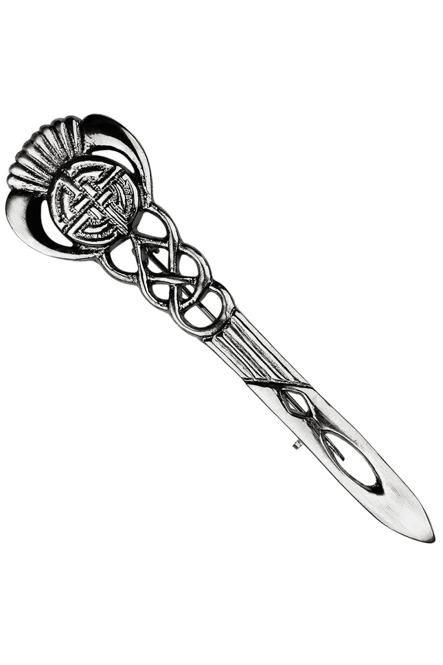 Scottish Kilt Pin for men | Celtic Thistle Pewter Chrome
