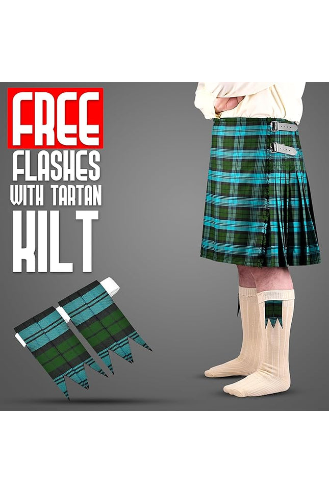 Kilt for Men I Ancient Campbell Tartan Kilt Polyviscose 8 Yard Traditional Men Kilt
