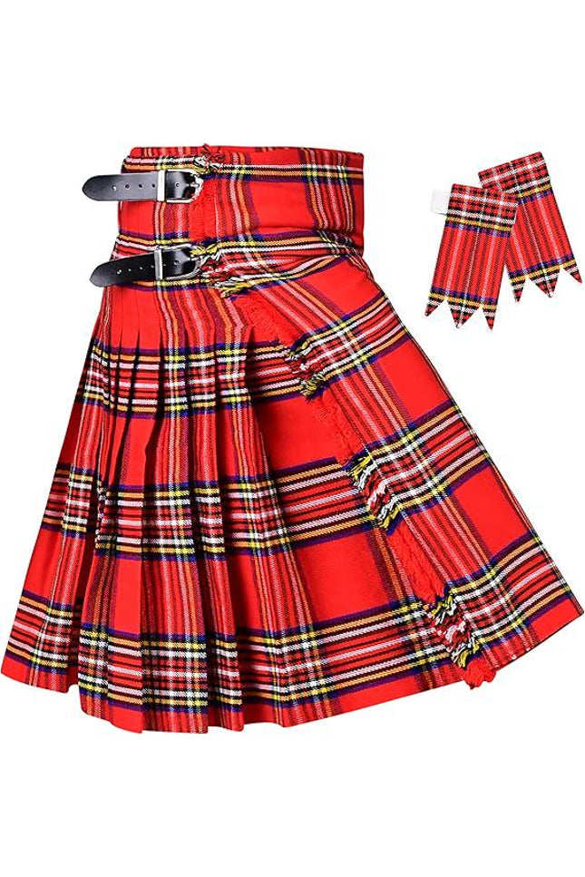 Men's Royal Stewart Tartan Kilt – 16oz Acrylic Wool, 5 Yards Traditional Scottish Kilt