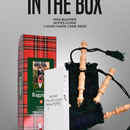Mini Miniature Bagpipe - Rosewood Bagpipe for Beginners, Playable Gift | Black Watch