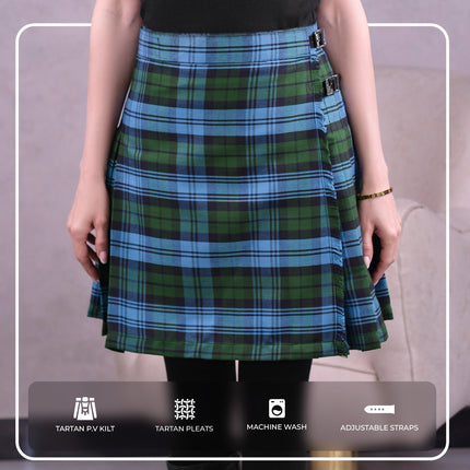 Woman Plaid Kilt -  Ancient Campbell Tartan Kilt - Premium Quality & Timeless Style
