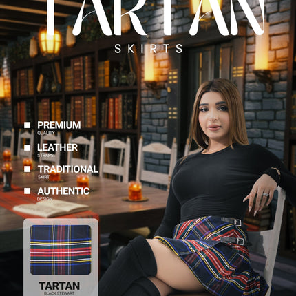 Women's Tartan Billie Skirt | Black Stewart